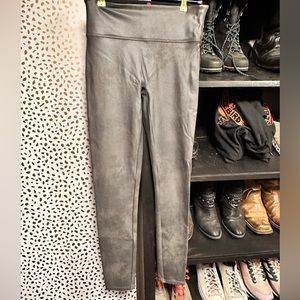 Spanx Faux Leather Leggings color Gunmetal